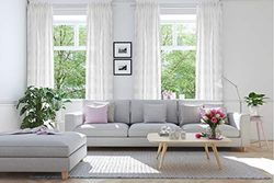 Homing Semi-Transparent Curtain Horizontal Stripes White (1 Piece) 245 x 140 cm (H x W) 5402-04