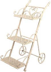 Vigor Porte-Fleurs Fer forgé Blanc Chariot