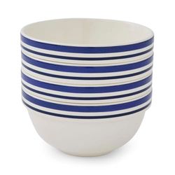 Potter's Stripe Set of 4, 5.5 Inch Stacking Bowls, Blue
