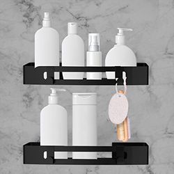 Black Square Shower Shelf No Drilling Bathroom Shelf Aluminum Shower Shelf Aluminum Shower Shelf Wall Glue Shampoo Shelf