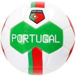 AKTIVE Portugal fotboll, storlek 5, PVC-material 2,7 mm, 410 g, officiell design, färger grön, vit och röd, förstärkta sömmar, optimal för träning och matcher (54317)
