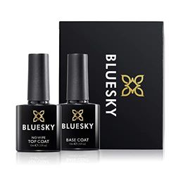 Bluesky Gel Nail Polishes, No Wipe Top Coat and Base Coat, Soak Off LED UV Gel Nail Polish Set Plus 200 x Acetone Gel Polish Remover Wraps