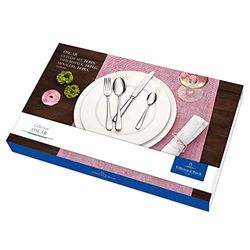 Villeroy & Boch Oscar Set De Cubiertos, 24 Piezas Plata/Platino, Apto para Lavavajillas, Cuberteria 6 Personas, Set Cubierto, Acero Inoxidable