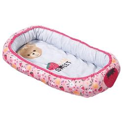BABY born babynest 835821 - Omkeerbaar babynest met zachte gewatteerde randen voor poppen tot 43 cm - Met ontwerp van bes en beer - geweldig voor bank, vloer en kinderkamer - Vanaf 3 jaar