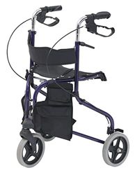 Drive Devilbiss Tri-Walker Walking Aid with Seat and backrest, Blue