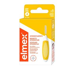 elmex Brosse interdentaire jaune (taille 4, 0,7 mm), 1 x 8 brosses interdentaires pour le nettoyage des espaces interdentaires moyens