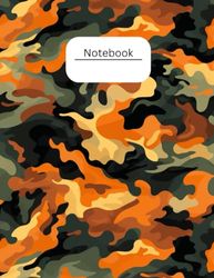 Tangerine Tango Orange Camouflage Notebook: orange notebook, 200 pages, 8.5 x 11