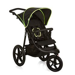 hauck Runner Carrinho de bebé desde o nascimento, cadeira de passeio leve até 25 quilos com 3 rodas pneumáticas, carrinho dobrável bebé compacto, capóta UV50, preto/néon