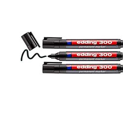 edding 300 Permanent Marker Pen – 1.5 – 3mm Bullet Tip – Black – Pack of 3