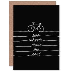 Wee Blue Coo Cytat rowerowy dwa koła 'Move Soul Squiggle Lines' pusta kartka z życzeniami