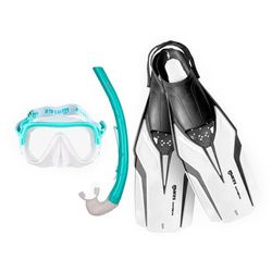 Snorkelmasker en zwemvliezen Mares Aquazone Set Nateeva Keewee - set bestaande uit masker, snorkel en zwemvliezen voor volwassenen - wit, S/M