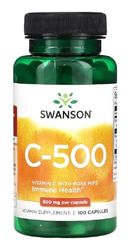 Swanson Vitamin C with Rose Hips, Antioxidant Support & Immune System Booster, 500 mg, 100 Capsules