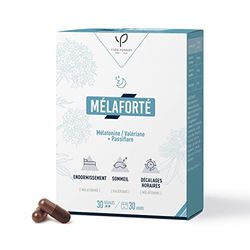 PONROY-MELAFORTE-Complément Alimentaire à base de mélatonine, passiflore et valériane-Troubles du Sommeil- Endormissement Rapide-Réveils nocturnes-Solution complète - 30 gélules - Fabriqué en France