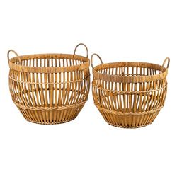 SET 2 CESTOS RATTAN/MADERA