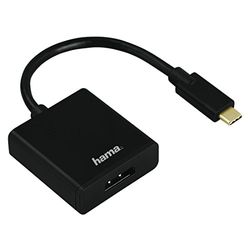 Hama USB-C adapter naar DisplayPort (aansluiting van apparaten met USB 3.1 Type-C en Thunderbolt 3 naar DisplayPort 1.2 monitoren/TV/beamer, Ultra HD, 4K, vergulde stekker) zwart