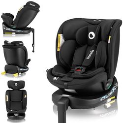LIONELO NAVY i-Size vridbar 360 barnstol, 40–150 cm, grupp 0+1 2 3, framåt- och bakåtriktad montering, ISOFIX och stödben, justerbart nackstöd och ryggstöd, dri-sits insats