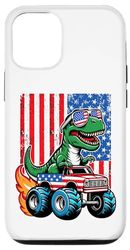 Custodia per iPhone 15 Pro T-Rex guida Monster Truck bandiera americana divertente 4 luglio