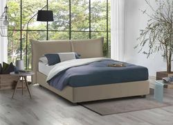 Talamo Italia - Lit double Cloide, Lit coffre avec revêtement en tissu, 100% Made in Italy, Ouverture frontale, avec matelas 160x200 cm inclus, Taupe