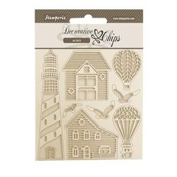 Stamperia Chips decorativos cm 14 x 14 – Sea Land lighthouse, 14 x 14 cm