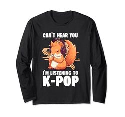 No puedo escucharte, estoy escuchando mercancía de K-pop de Kpop Squirrel Manga Larga
