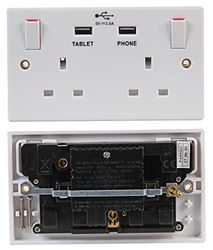 Pro Elec 2236U 13A - Toma de corriente con 2 tomas USB de 2,4 A