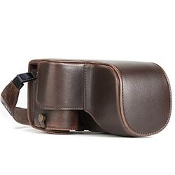 Megagear Mg1485 Custodia In Finta Pelle Per Sony Alpha A6500 (16-70, 18-135 Mm) Marrone Scuro