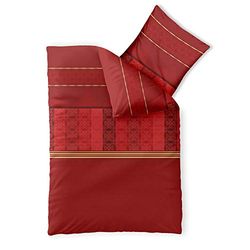 CelinaTex Fashion Susan Lenzuola Cotone Righe Decorazione Rosso Beige 155 x 220 cm