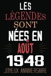 Les légendes sont nées en août 1948: Idée cadeau 75 ans originaux et humour pour femme et homme