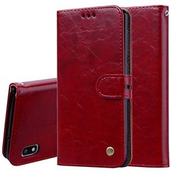 Carcasa de telefono Business Style Funda de Cuero Horizontal con Textura de Cera de Aceite for Galaxy A10, con Soporte y Ranuras for Tarjetas y Billetera (Negro) (Color : Rojo)