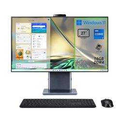 Acer Aspire S27-1755 Computer Fisso All in One, Pc Desktop, Processore Intel Core i7-1260P, Ram 16 GB DDR4, 512 GB SSD, Display 27" IPS QHD LCD, Intel Iris Xe Eligible, Wifi, Webcam, Windows 11 Home