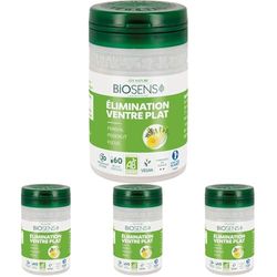 Biosens - Gélule végétale Ventre plat Elimination - Fenouil, Pissenlit et Fucus - Certifié Bio AB Vegan - Fabriqué en France - Actifs 100% Végétaux - Programme de 30 jours - 60 gélules (Lot de 4)
