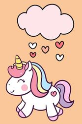 Notebook Happy Unicorn: cloud and hearts