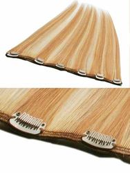 I&K Clip In Human Hair Extensions - Quick Length Piece 24/27-Light Blonde with Strawberry Blonde Mix 18 inch