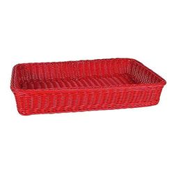 Stock Cash 55525 Plateau en polypropylène GN1/1, rouge, 53 x 32,5 x 10 cm, rotin