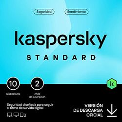 Kaspersky Standard Anti-Virus 2024 | 10 dispositivos | 2 años | Seguridad Avanzada | Protección Bancaria en línea | Optimización del rendimiento | PC/Mac/Móvil | Código por email