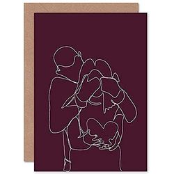 Wee Blue Coo Continuous Line Couple Greeting Card With Envelope Inside Premium Quality