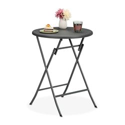 Relaxdays Tavolo da Campeggio Pieghevole, HxD: 75 x 60 cm, Tavolino in Plastica Rotondo, Posto per 4 Persone, Grigio