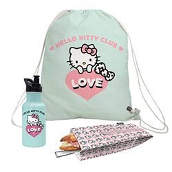 NERTHUS FIH 962 Set Hello Kitty Sac à sandwich + sac à dos + bouteille ultra légère en aluminium 500 ml