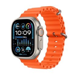 Apple Watch Ultra 2 [GPS + Cellular] Smartwatch con Caja de Titanio Resistente de 49 mm y Correa Ocean Naranja. Monitor de entreno, GPS de Alta precisión, botón Acción, autonomía Extraordinaria