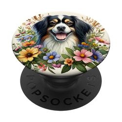 Tibetan Spaniel Dog Summer Wildflowers Artwork PopSockets Adhesive PopGrip
