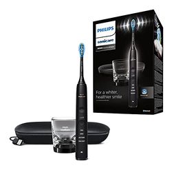 Philips Sonicare Spazzolino elettrico DiamondClean 9000 con app Sonicare, Sensore di Pressione, SmarTimer e Testina C3 Premium Plaque Defence, Nero (modello HX9911/09)