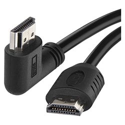 EMOS Cable HDMI 2.0 de alta velocidad con Ethernet 1,5 m, 18 Gbps, cable de alta velocidad con Ultra HD, 4K, 3D, soporte ARC, conector de ángulo de 90° a conector A, color negro