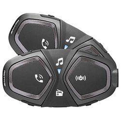 Interphone Active - Doble - Bluetooth Intercom Casco para comunicación de Motocicletas, hasta 4 Motociclistas, Distancia máxima de 1 km, autonomía 15 Horas, Radio, mp3, GPS, IPX67 Impermeable