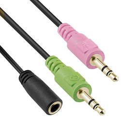 mumbi Headset jack adapterkabel 2 x 3,5 mm till 1 x jackkoppling