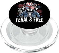 Feral And Free Raccoon Patriotic Usa America 4th July PopSockets PopGrip para MagSafe