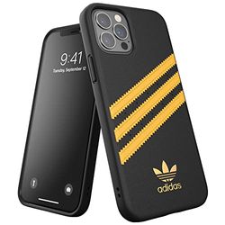 adidas EX7907 skal utvecklat för iPhone 12/iPhone 12 Pro 6.1, falltestade skal, stöttåliga upphöjda kanter, original gjutet skyddsfodral, svart/guld