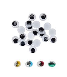 Fixo Kids 68010300. Pack de 30 Ojos Móviles Adhesivos, Redondos, Color Negro, 15mm, Perfectos para Manualidades Escolares