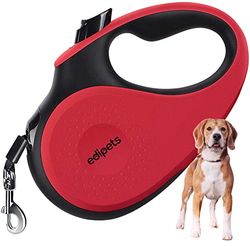 Edipets, Laisse Chien Enroleur, Retractable, 5 Metres, 360º sans Enchevetrement, Nylon, pour Le Dressage et Le Promenade, Taille Grande, Petit et Moyen (L, Rouge)