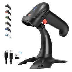 Tera Pro 2D trådlös streckkodsläsare, Bluetooth QR-kodläsare med stativ, 2 200 mAh snabb och exakt skanning, HW002
