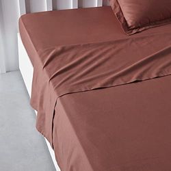 Today Essential - Bedlaken voor tweepersoonsbed, 240 x 300 cm, katoen, effen, rood, koningin